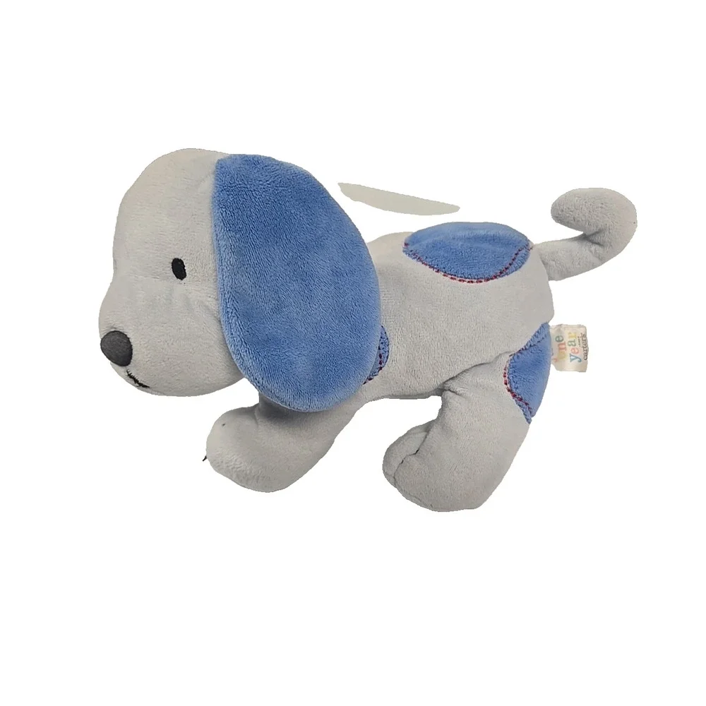 Carters Just One Year Stuffed Plush Blue Puppy Dog Spots Red Collar 8 Inch